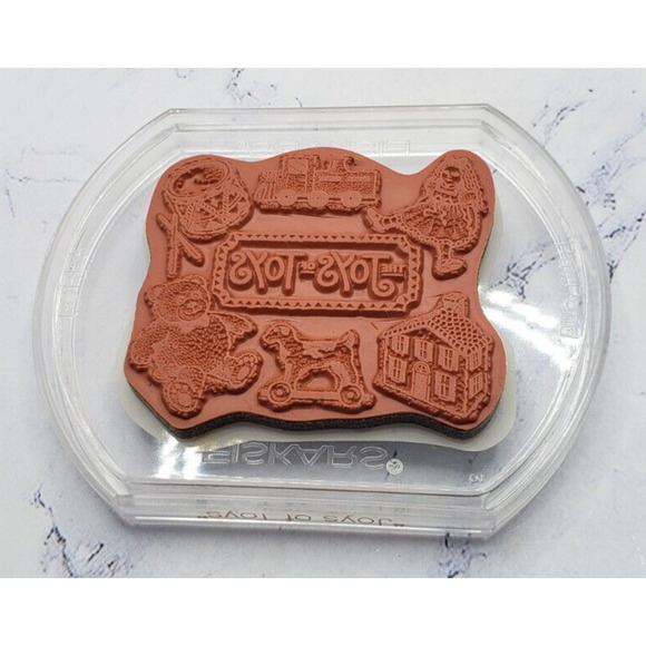 Fiskars Stackable Rubber Stamp Lot Of 3 Christmas Toy Themed Plastic Stamps - Picture 5 of 11